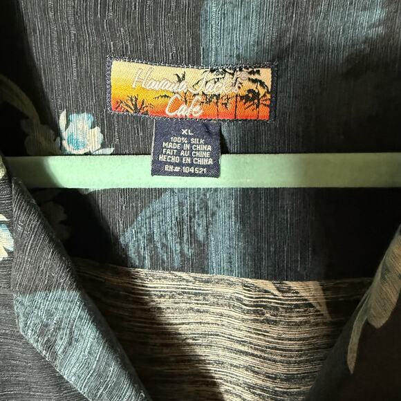 Havana Jack's Cafe 100% Silk Shirt XL Blue Hawaiian Print Tropical Beach Casual - Picture 4 of 10